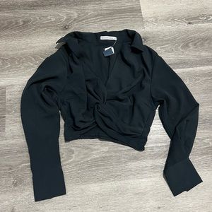 NWT Black Abercrombie & Fitch front tie blouse
